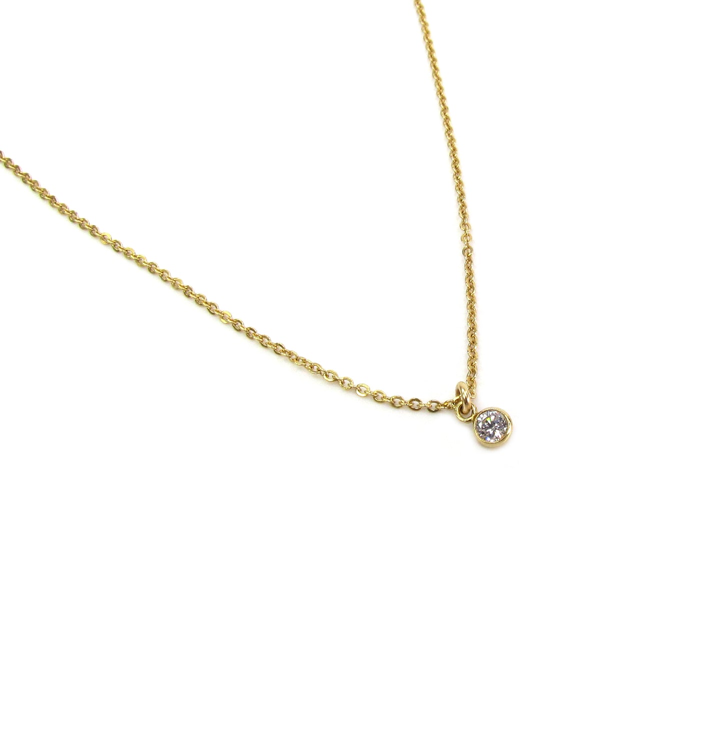 Tiny CZ Charm Necklace | Dainty Gold & Silver Necklace