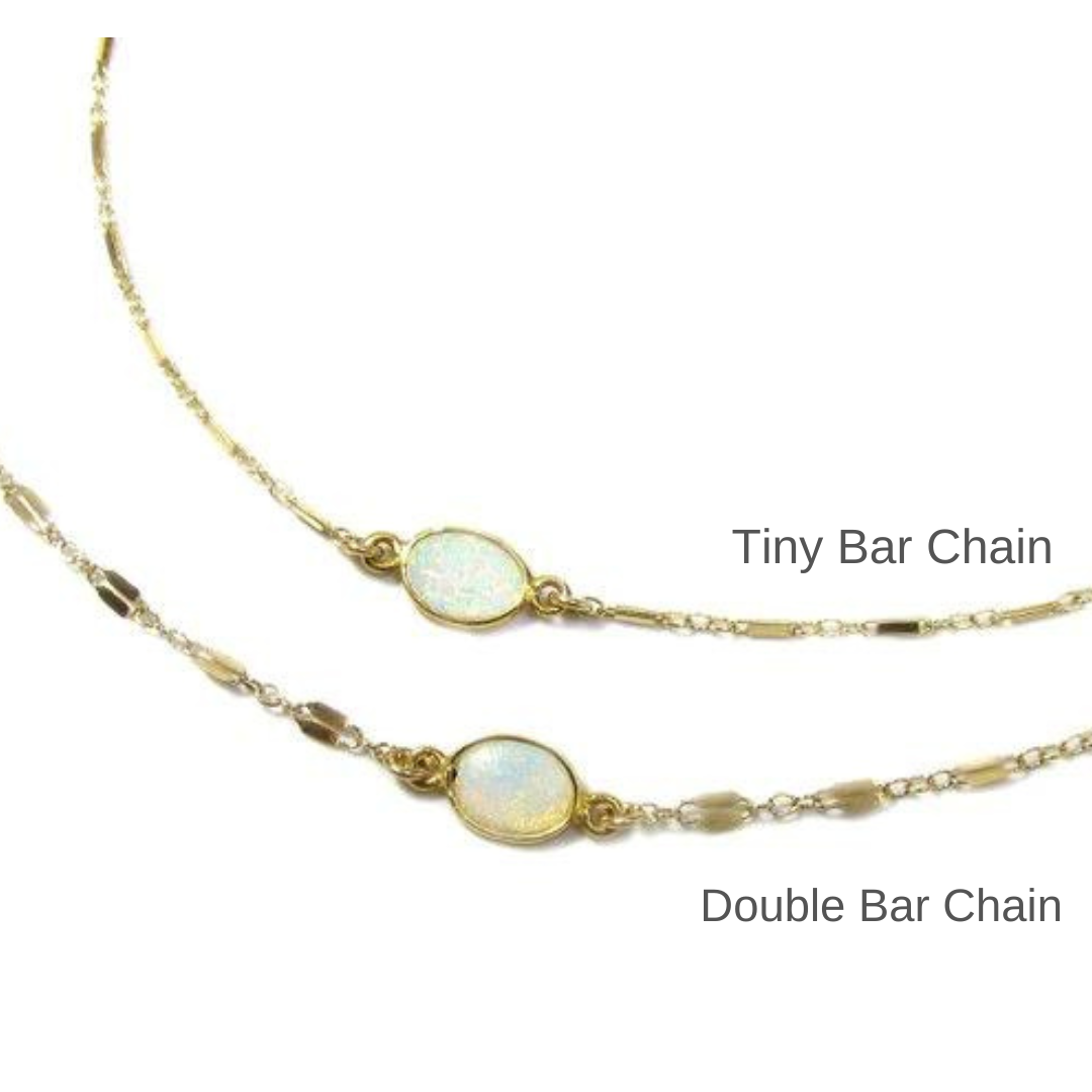 Opal Choker Necklace | Gold Filled Lace or Bar Chain