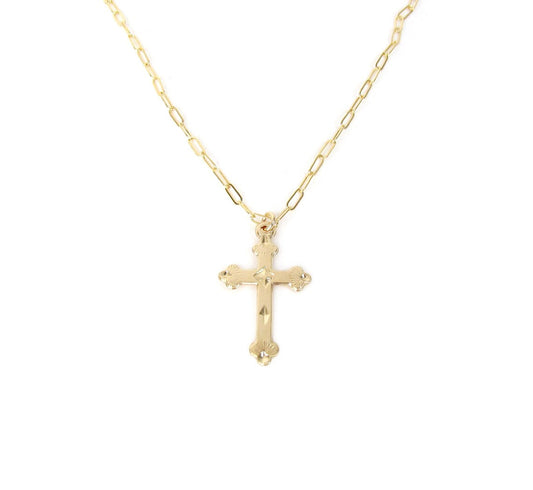 Fancy Diamond Cut Cross Necklace
