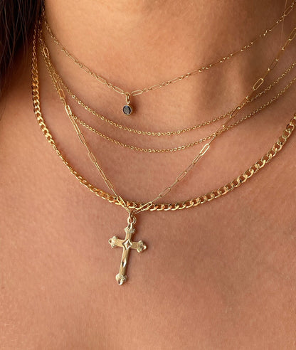 Fancy Diamond Cut Cross Necklace