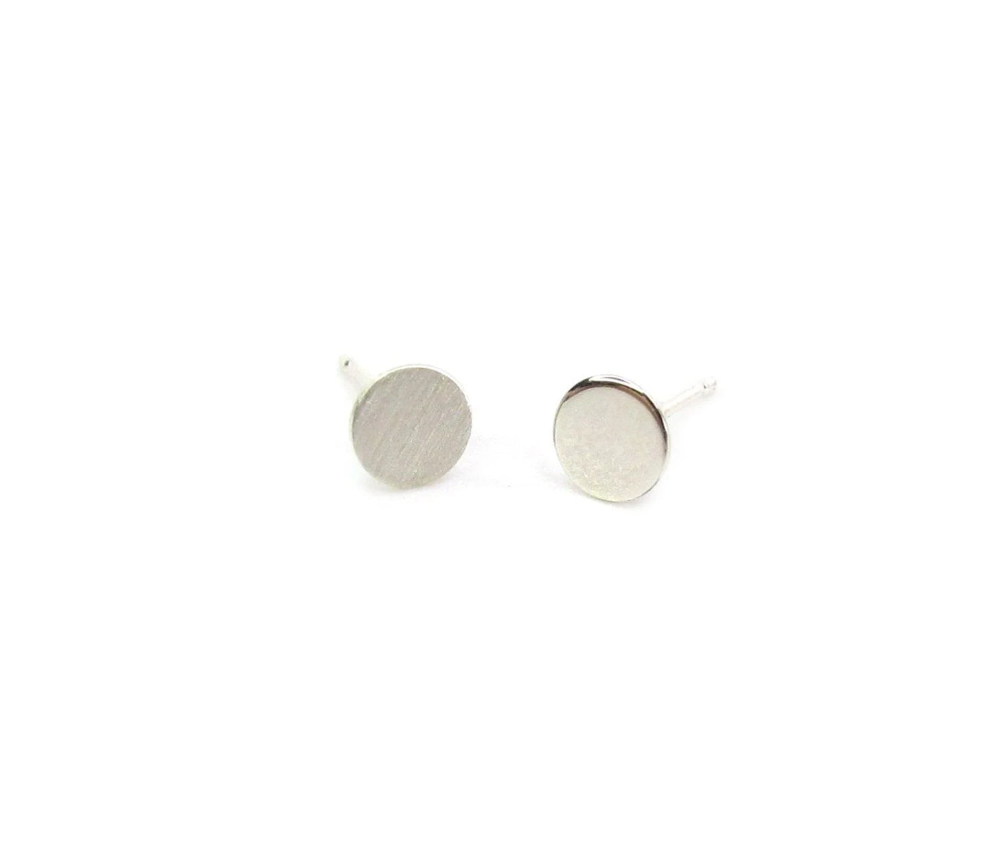 Sterling Silver Disc Stud Earrings | Polished or Matte Finish