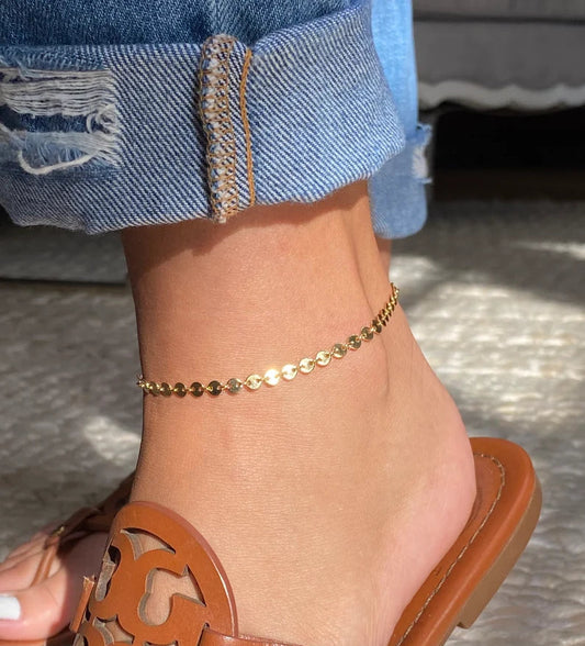 Disc Chain Anklet | Dainty Everyday Ankle Bracelet