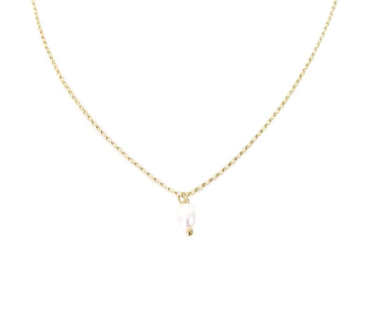 Freshwater Pearl Drop Necklace | Rice Pearl Pendant | Gold Filled or Silver
