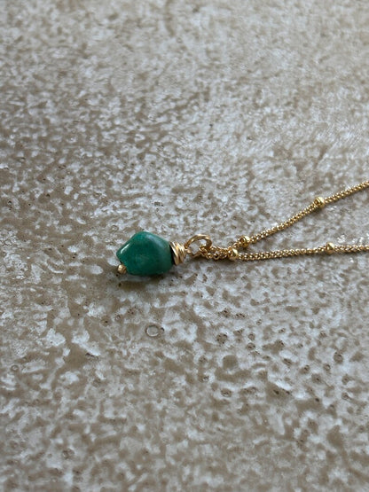 Genuine Turquoise Nugget Necklace | Gold Filled or Sterling Silver Beaded Satellite Chain