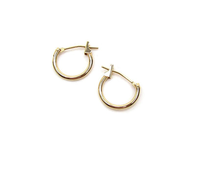 14K Solid Gold Mini Huggie Hoop Earrings | Lightweight Everyday Hoops