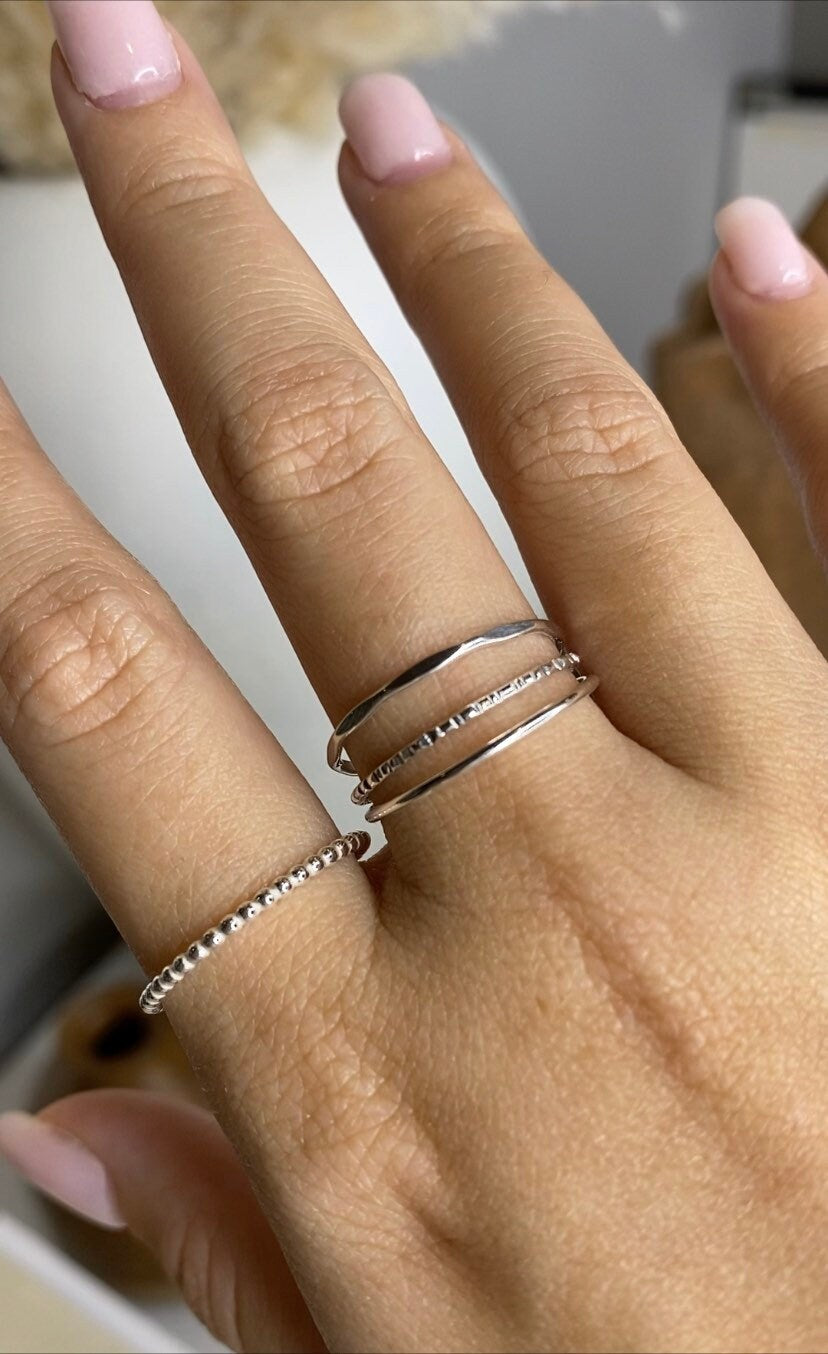 Set of Three Stacking Rings | Textured Bands