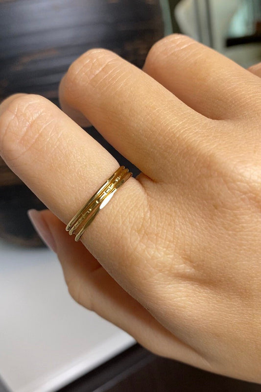 Set of Three Stacking Rings | Textured Bands