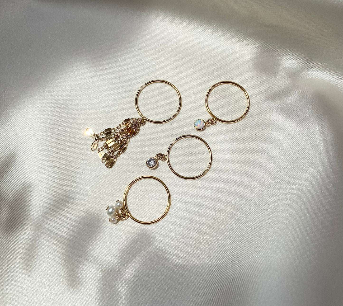 Dainty Freshwater Pearl Stack Ring | Pearl Charm Ring