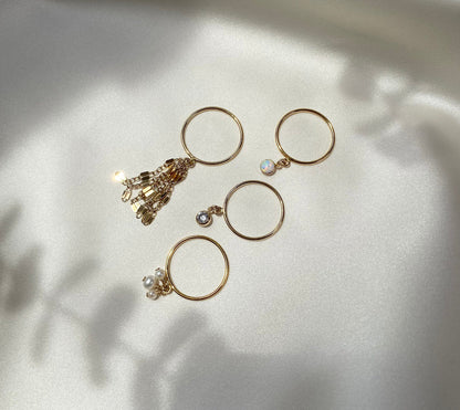 Dainty Freshwater Pearl Stack Ring | Pearl Charm Ring