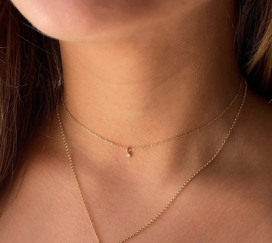 Tiny CZ Charm Necklace | Dainty Gold & Silver Necklace