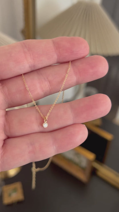 Tiny CZ Charm Necklace | Dainty Gold & Silver Necklace
