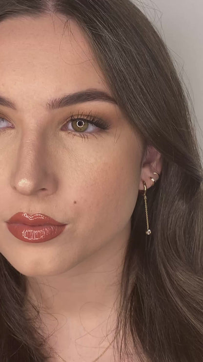 Gold-Filled Hoops with CZ Drop | Dainty Chain Earrings