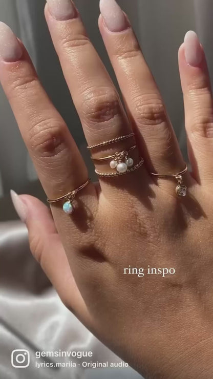 Dainty Freshwater Pearl Stack Ring | Pearl Charm Ring