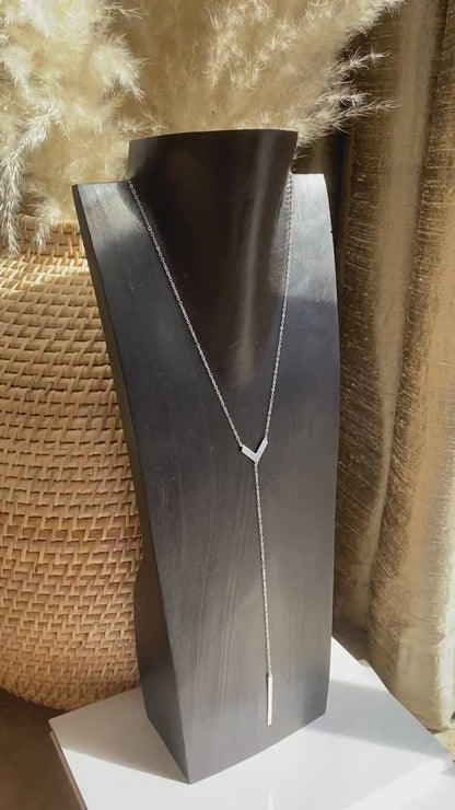 Chevron and Bar Long Y Necklace | Modern Layering Jewelry