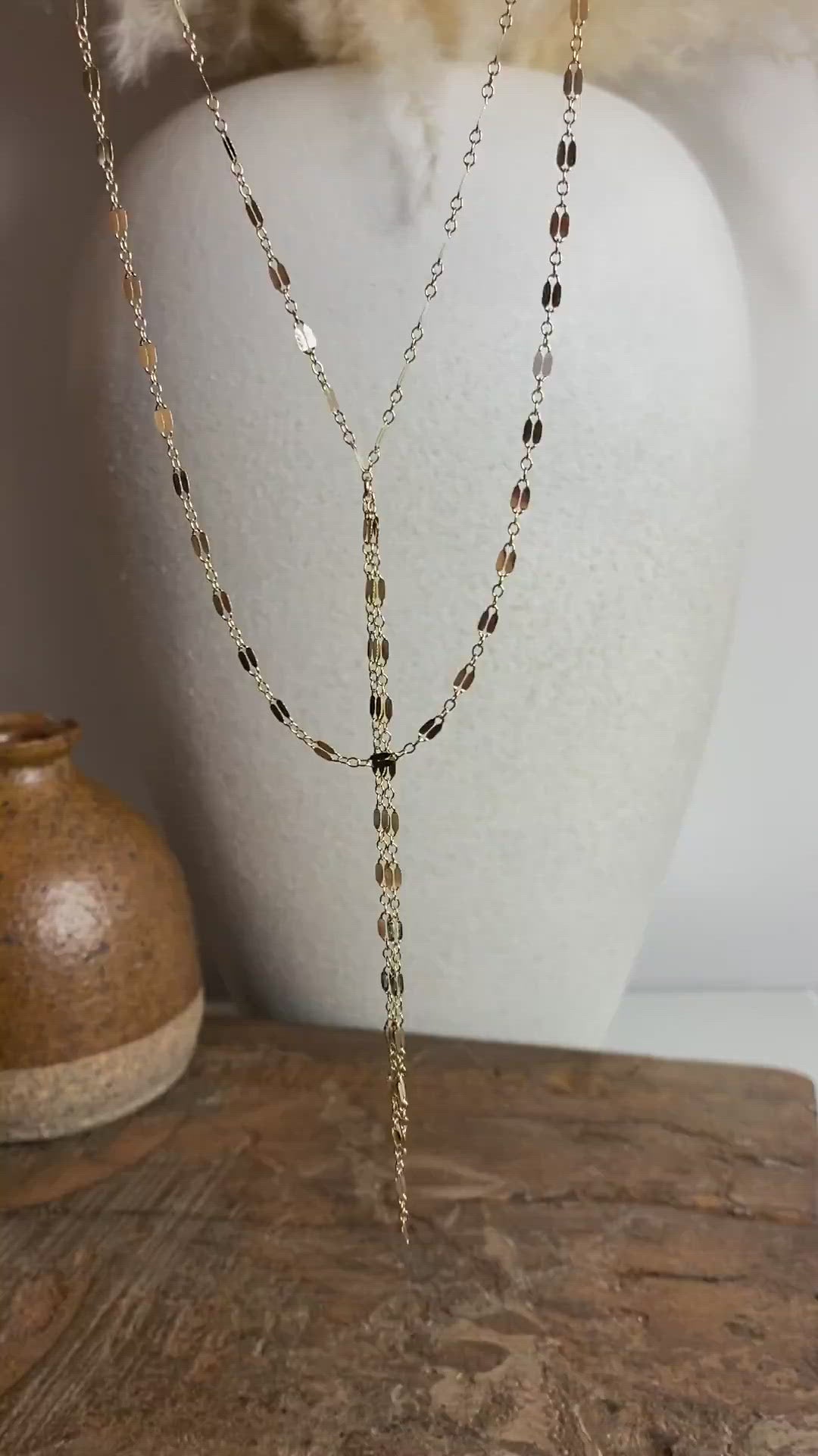 Double Strand Y Lariat Necklace