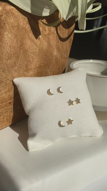 14k Gold Diamond Moon Earrings | Celestial Jewelry