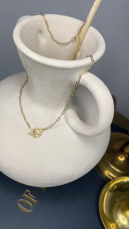 Dainty Paperclip Chain with Toggle Clasp