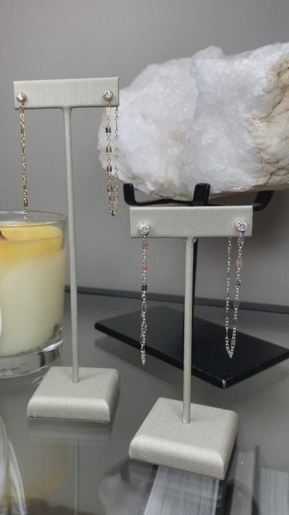 CZ Lace Chain Earrings | Front-to-Back Dangle Earrings