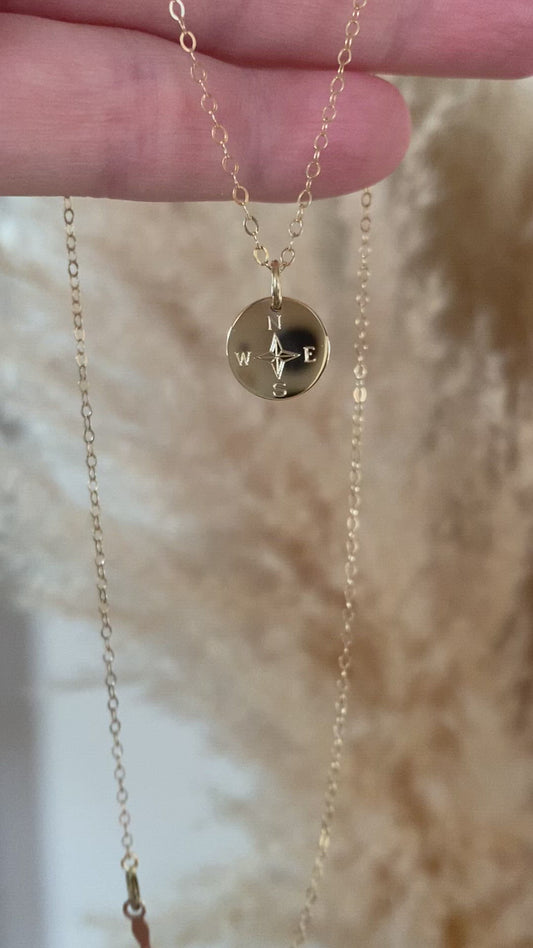 Engraved Compass Necklace | Traveler or Graduate Gift
