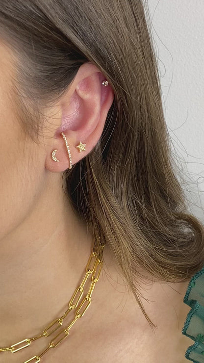 14K Solid Gold Diamond Moon & Star Earrings | Singles or Pairs | Celestial Fine Jewelry