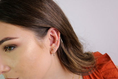 14K 3 CZ Stone Cluster Stud Earrings | Dainty Gold Sparkle Studs