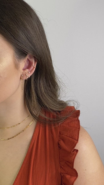 14k Gold Diamond Double J Wrap Hoop Earrings | Pavé Set Hugging Hoops