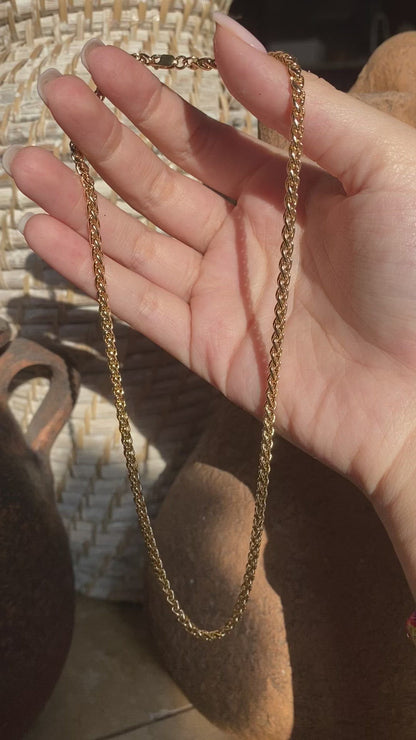 Unisex Wheat Chain Necklace | Chunky Woven Chain