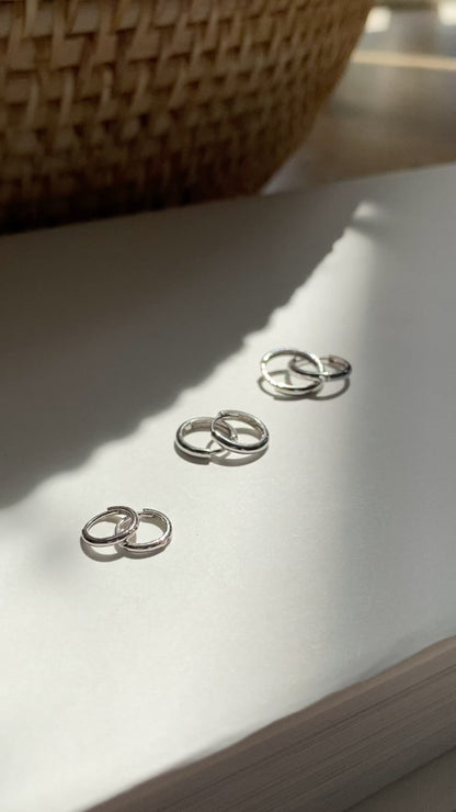 14K White Gold Polished Huggie Hoops | 3 Sizes