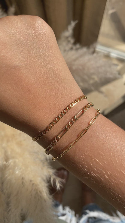 Rectangle Link Layering Bracelet | Paperclip Chain Bracelet with Tag