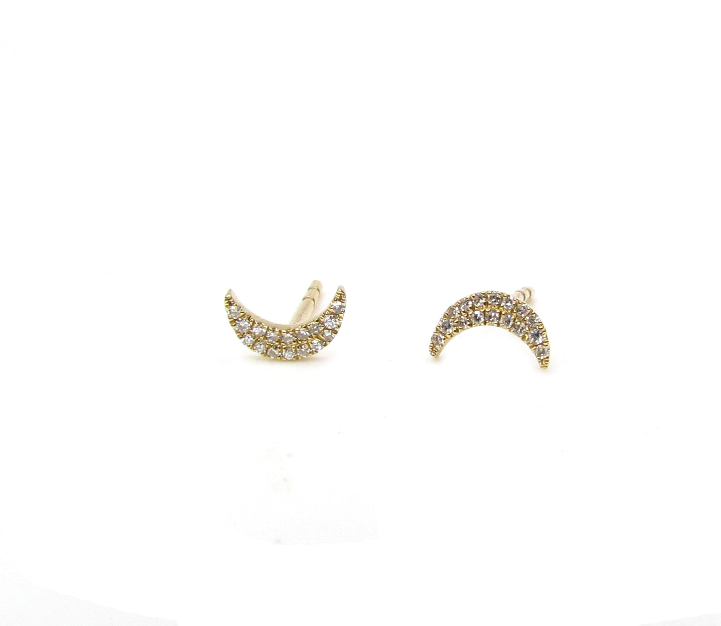 14K Diamond Moon Studs