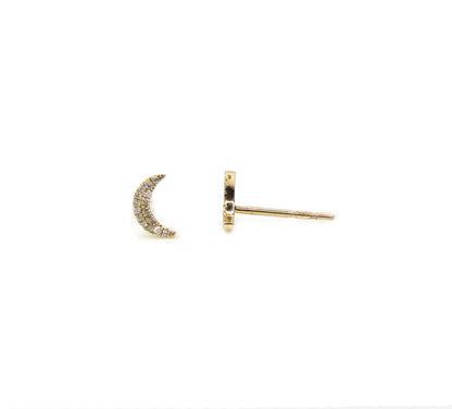 14k Gold Diamond Moon Earrings | Celestial Jewelry