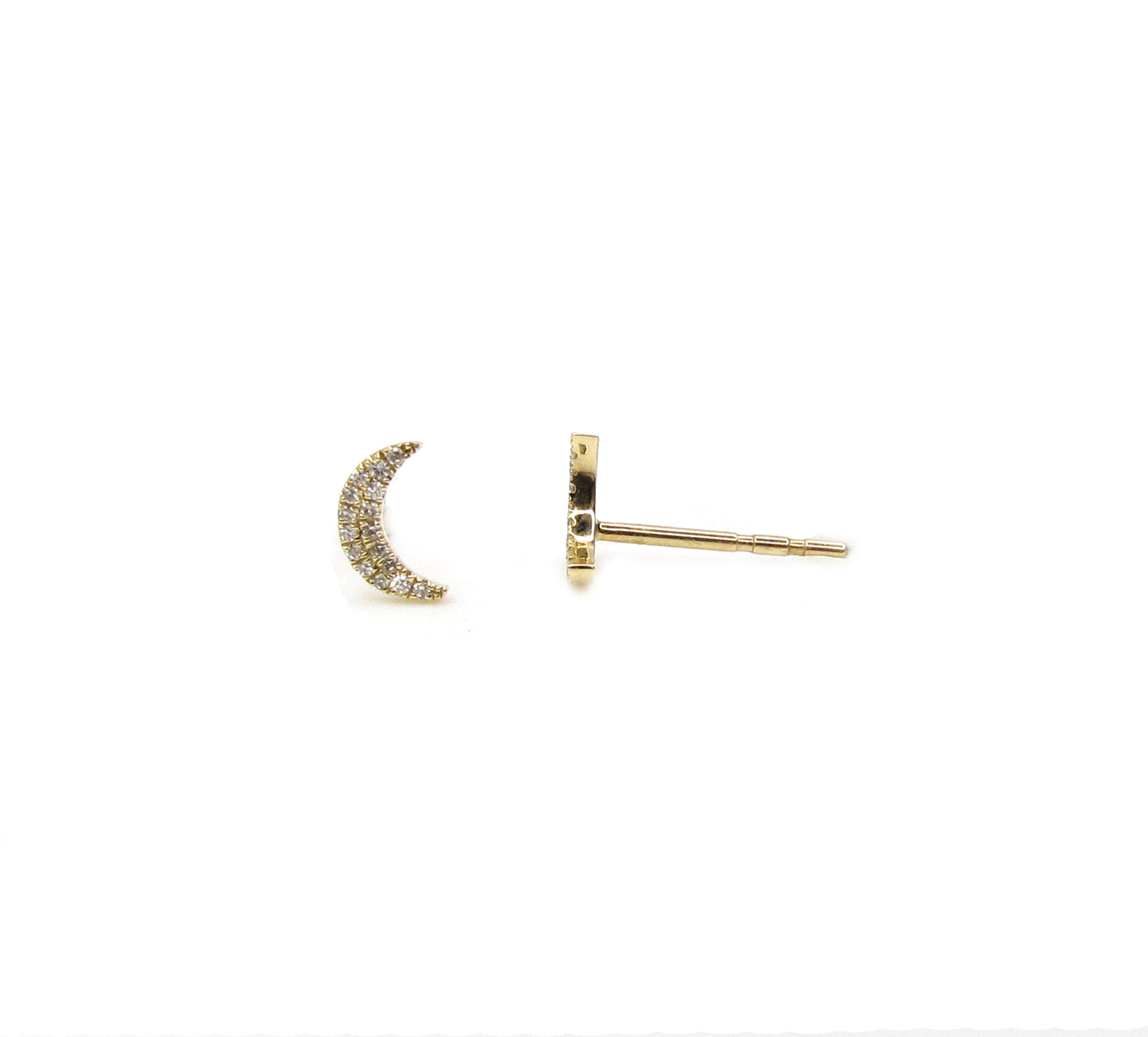 14K Diamond Moon Studs