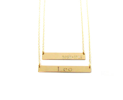 14K Personalized Bar Necklace | Custom Engraved Bar Pendant | Meaningful Gift Jewelry