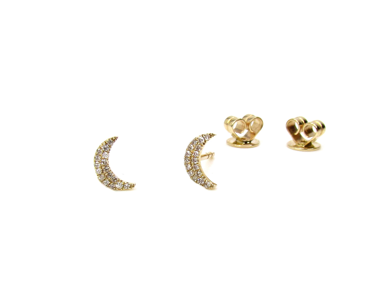 14K Diamond Moon Studs