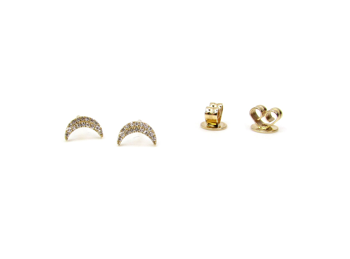 14K Diamond Moon Studs