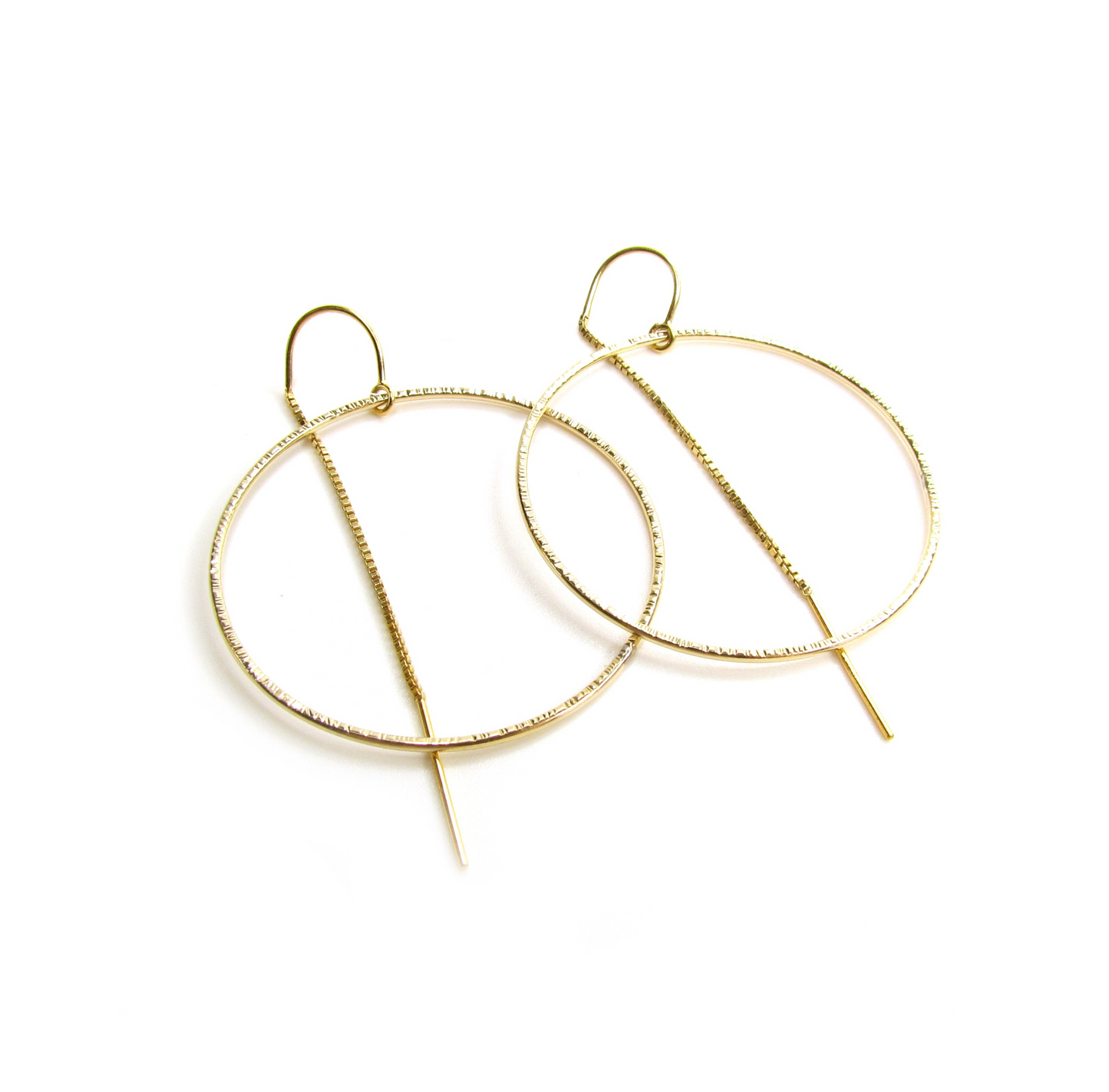 Textured Circle Threader Earrings | Linear Texture | Minimalist Modern Jewelry