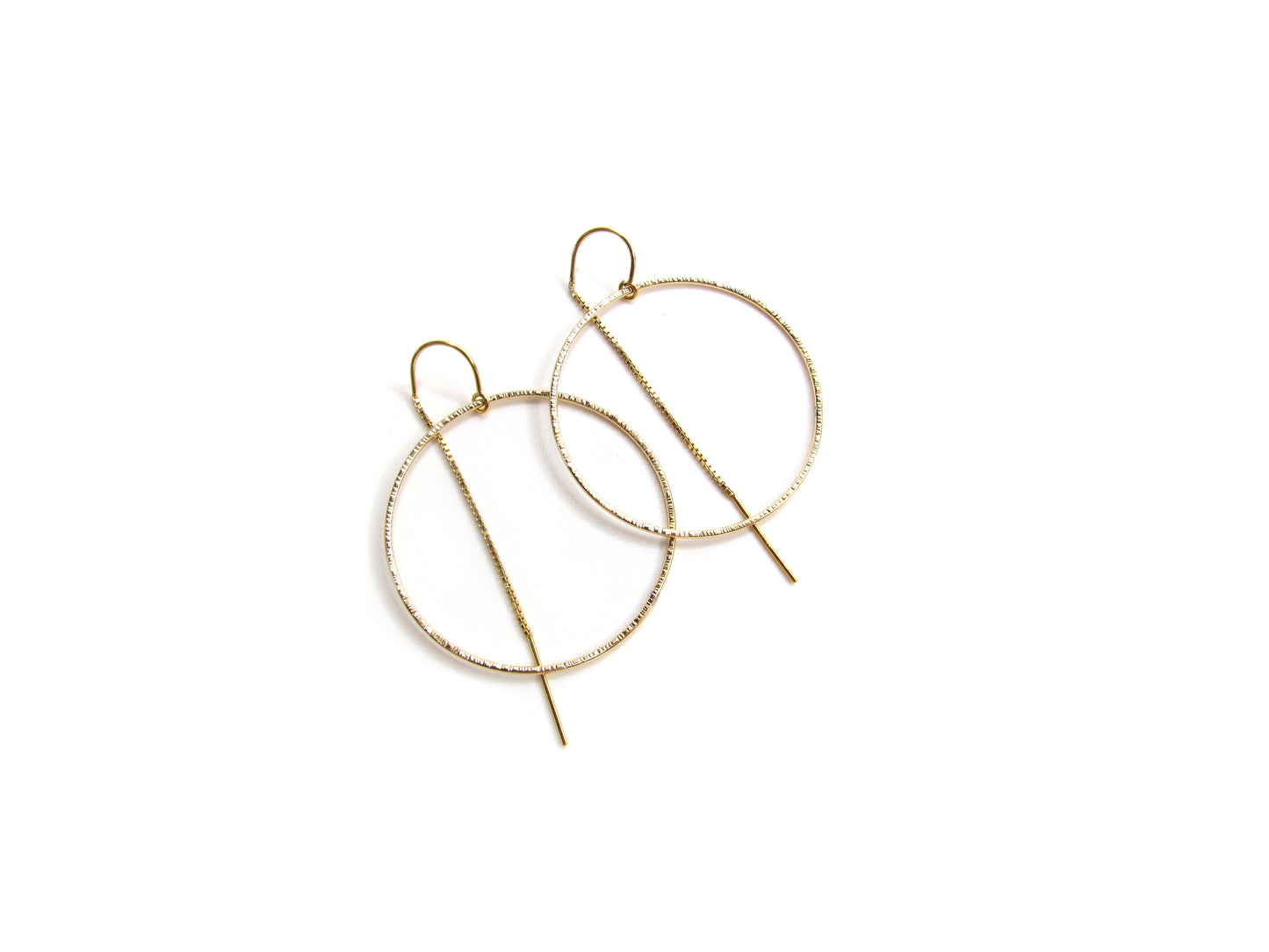 Textured Circle Threader Earrings | Linear Texture | Minimalist Modern Jewelry