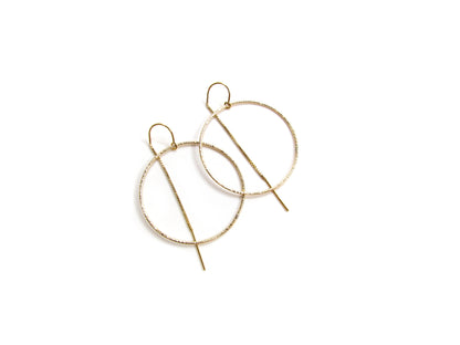 Textured Circle Threader Earrings | Linear Texture | Minimalist Modern Jewelry