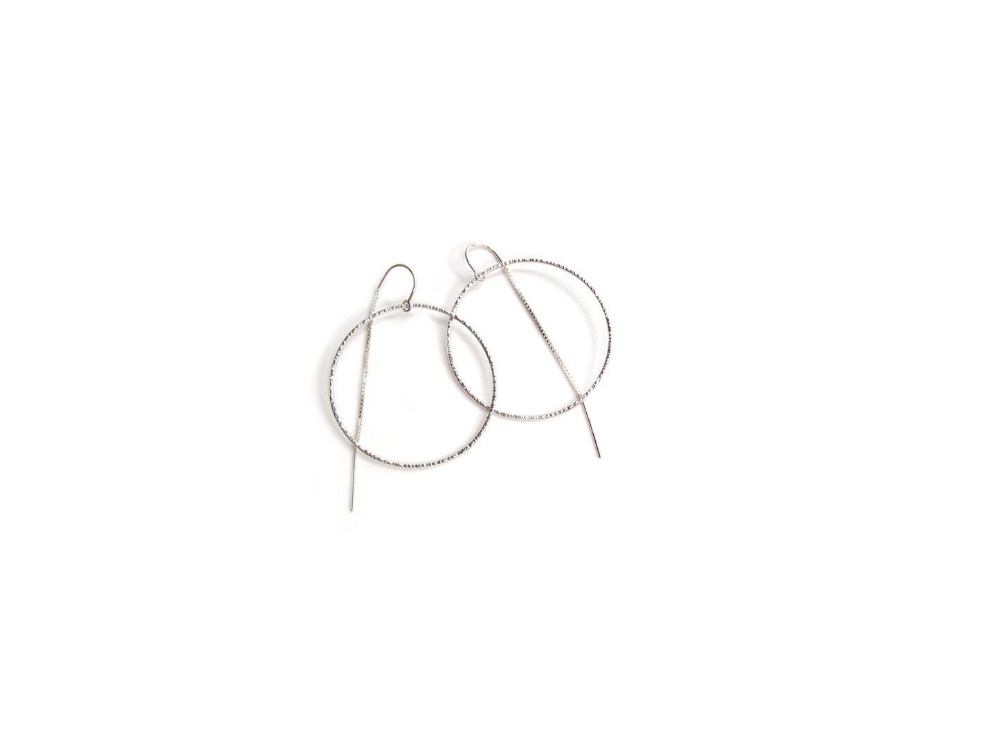 Textured Circle Threader Earrings | Linear Texture | Minimalist Modern Jewelry