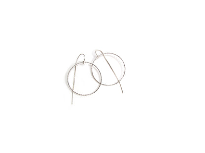 Textured Circle Threader Earrings | Linear Texture | Minimalist Modern Jewelry
