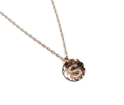 14K Solid Gold Hammered Disc Charm Necklace | Textured Gold Pendant | Fine Jewelry