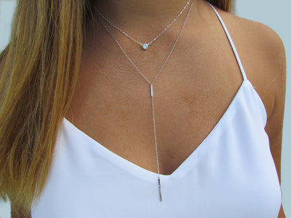 Bezel Set CZ Solitaire Necklace | Bold Sparkle on Dainty Gold Chain