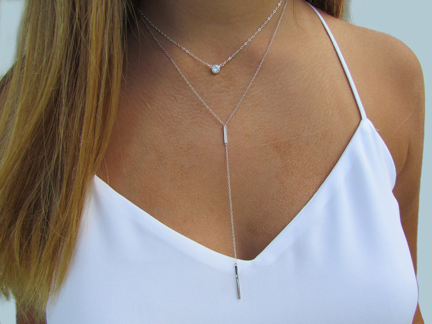 Bezel Set CZ Solitaire Necklace | Bold Sparkle on Dainty Gold Chain