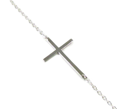 Polished Sideways Cross Necklace | Adjustable Placement | 3 Sizes Available