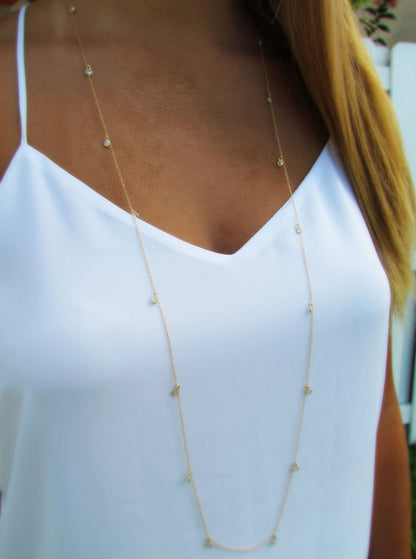 Long Dangling CZ By the Yard Necklace