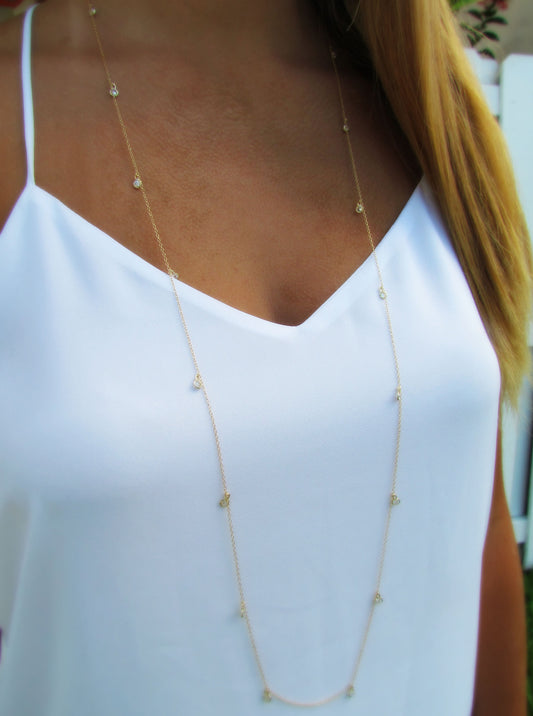 Long Dangling CZ By the Yard Necklace