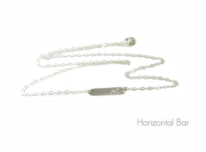14K Tiny Dash Vertical Bar Necklace | Personalized Engraved Necklace