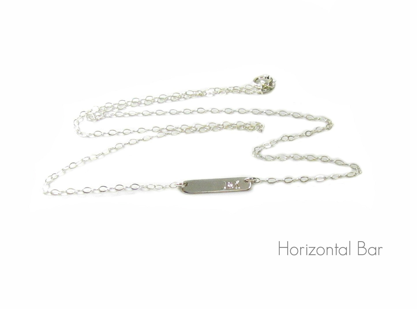 14K Tiny Dash Vertical Personalized Bar Necklace