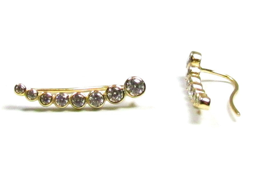 Graduated Bezel Set Round CZ Ear Climbers | Modern Sparkle Earrings