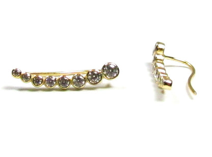 Graduated Bezel Set Round CZ Ear Climbers | Modern Sparkle Earrings